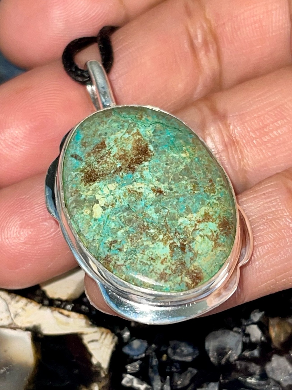 Chrysocolla- Shattuckite Crystal Pendant 2” - Picture 5 of 17